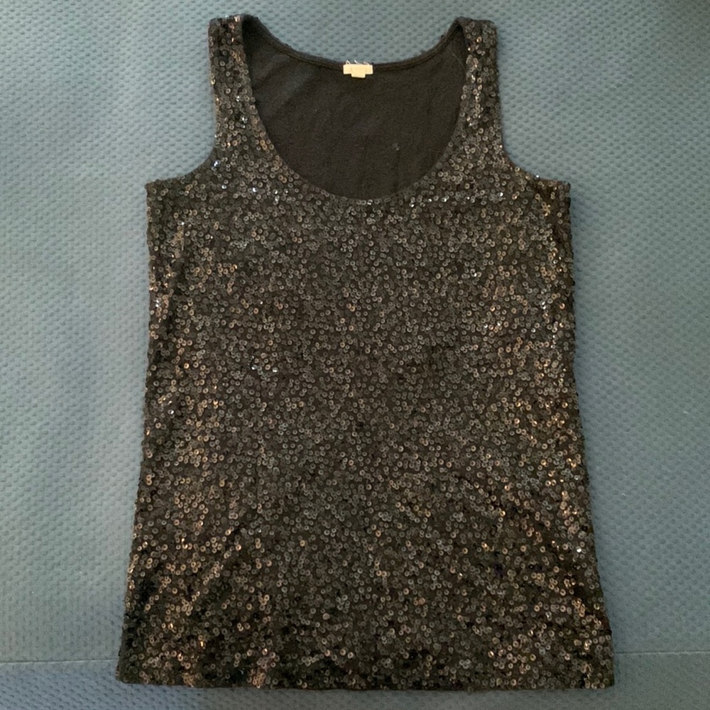 Jcrew black sequin tank top
